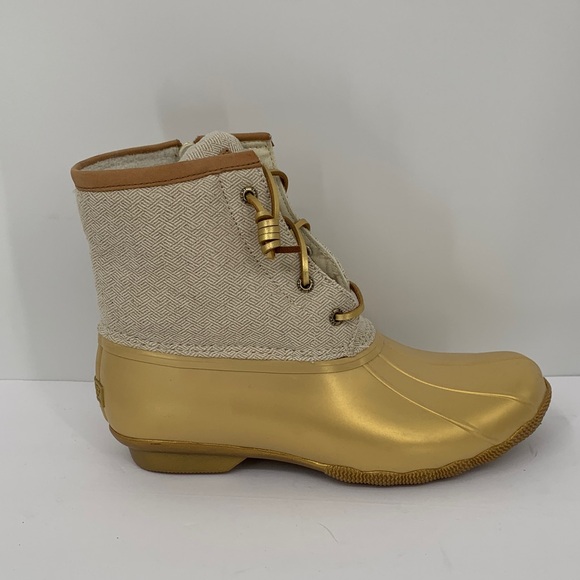 Sperry Saltwater Chelsea boot waterproof metallic gold fleece shoe women new 9.5 - Picture 1 of 6